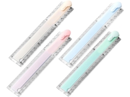Conjunto de 4 réguas de plástico de 30 cm para o ensino de matemática, com marcações claras e design versátil.