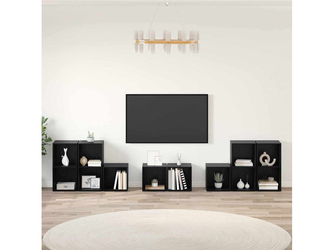 Conjunto de Prateleiras para TV com 8 Peças em Carvalho Preto MAISON EXCLUSIVE