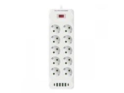 (branco) Régua De Tomadas Com Plugue Europeu, Tomada Com 4 Portas Usb, Carregamento Rápido E Conexão À Rede Multiprise