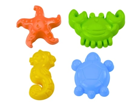 Moldes De Areia Marinha 4 Peças Caranguejo Tartaruga Estrela Do Mar Cavalo Amarelo Verde Hemar