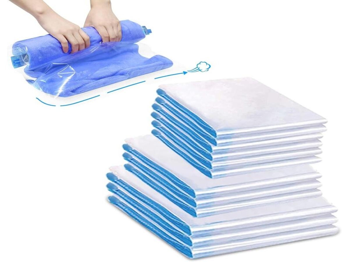 Sacos de Vácuo Lurelia 12 Un. Para Roupas E Roupa De Cama, Pa+pe, Reutilizável E Hermético