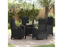 Vidaxl Conjunto de Jantar para Jardim com Almofada 5 Pcs Preto Vime Pe