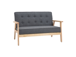Sofá 2 Lugares S/MARCA 114x66x69cm, encosto e Almofadas Acolchoados, Pés de Madeira, Cinza