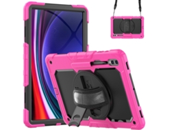 Lurelia Capa Para Samsung Tab S9plus Com Alça De Ombro E Suporte Antiqueda Vermelho E Preto