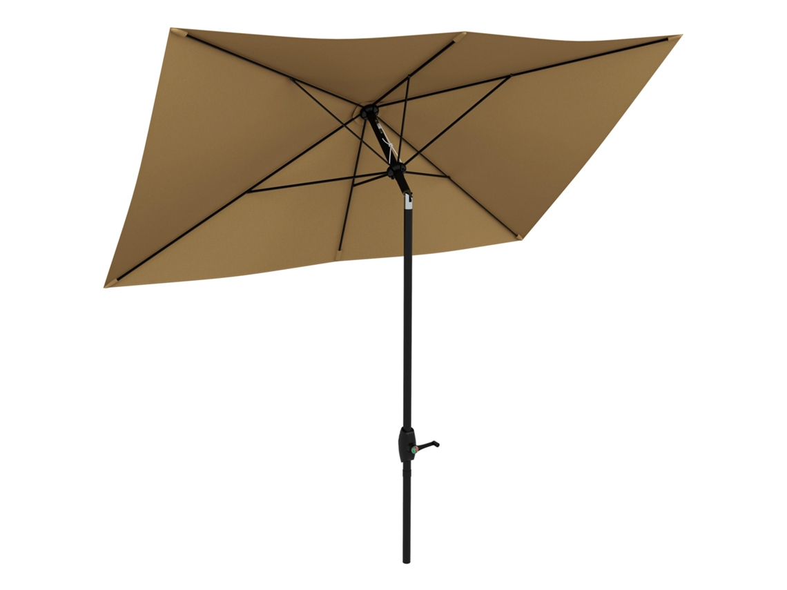 Chapéu De Sol De Jardim Alumínio, Metal E Poliéster Cor Marrom 290x205x248 Cm Outsunny