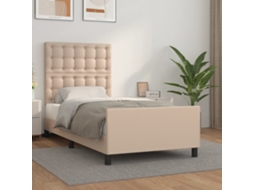 Vidaxl Estrutura Cama C/ Cabeceira Couro Artif. 90x190 Cm Cappuccino