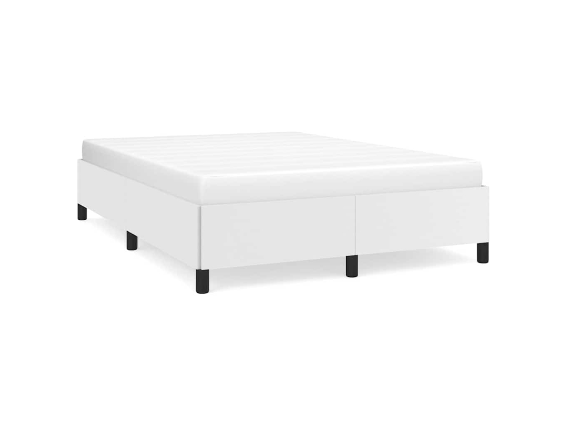 Bed Frame, Bed Frames Vidaxl Branco Couro Artificial (140 X 190 Cm)
