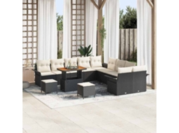 Vidaxl Conjunto De Sofá De Jardim 13 Unid. Preto Vime Pe