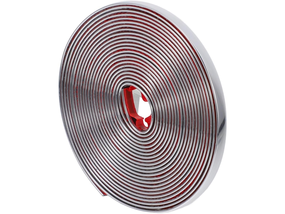 Perfil De Proteção Borda Homoyoyo Silver, Flexível, Em Pvc Autoadesivo, Com Acabamento Espelhado