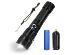 Lanterna Recarregável Torch Xhp50 3000 Lúmens Led Ultra Brilhante Lanterna Usb 5 Modos de Luz Lanterna com Zoom Preta BISBISOUS VIGA EUROPE