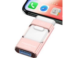 Pen Usb 3.0 de 32 Gb para Android e Iphone HENTEN HOME (rosa)