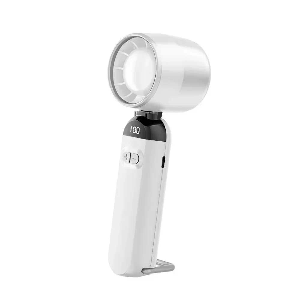 (branco) Ventilador Portátil Com 100 Velocidades, Mini Ventilador De Mão Recarregável Com Bateria De Longa Duração.