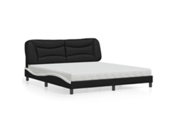 Vidaxl Cama Com Colchão Hvar 180x200 Cm Couro Artificial Preto E Branco