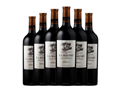 Vinho DOMAINE DE LA BAUME Chataign Tinto Merlot Vin de Pays d'Oc Crianza (0.75 L - 6 Unidades)