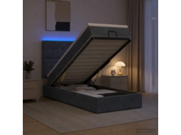 Vidaxl Cama Ottoman Com Colchão E Led Cinzento-escuro 100 X 200 Cm