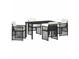 Conjunto de Jantar para Jardim 5 Pcs - Móveis de Jardim para Refeição Preto Vime Pe HARLANV1