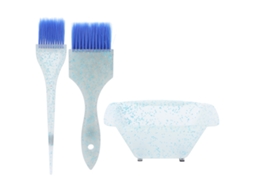 Kit De Tinta De Cabelo Azul 3 Peças Com Pincel E Tigela De Mistura