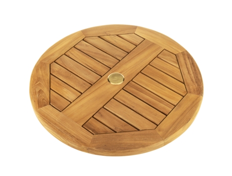 PRIMEMATIK Base Giratória 60Cm para Mesa de Jardim Ao Ar Livre. Plataforma de Rotação em Madeira de Teca
