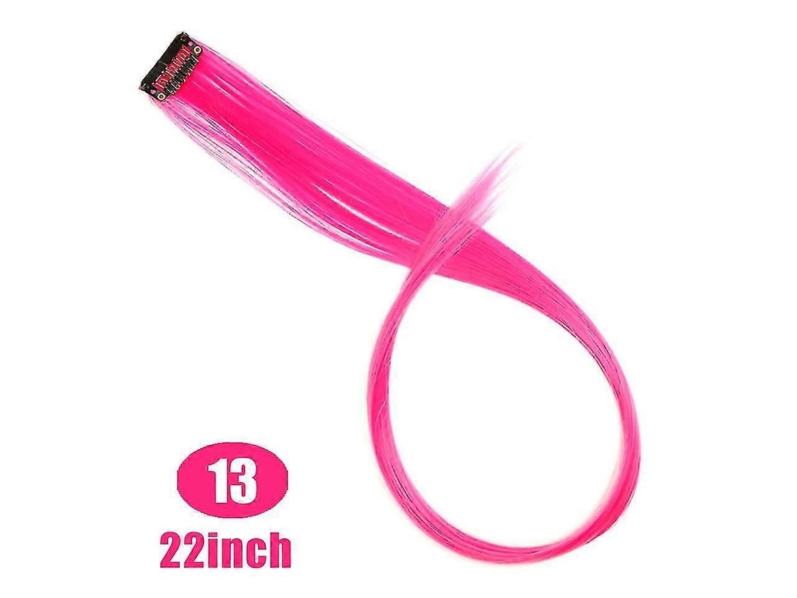 Extensões De Cabelo Postiço Cores Arco-íris Longas E Retas Lupu - Grampos De Cabelo Para Mulheres - Rosa, Roxo, Vermelho - 13 A 22 Polegadas