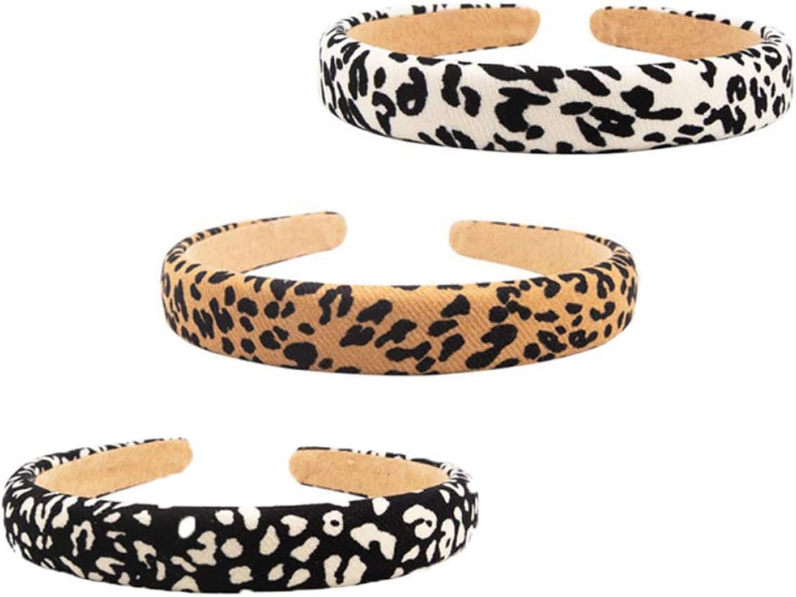 Conjunto de 3 elásticos de cabelo com estampa de leopardo para meninas.