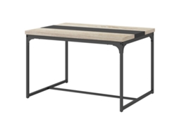 Mesa Jantar 120x89x75,5h para 6 Pessoas Estilo Industrial Metal Preto Madeira