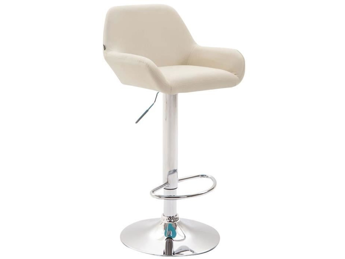 Banco De Bar Magnieu Chrom Leather Faux Com Braços Altura Ajustável Bege Clp (creme)