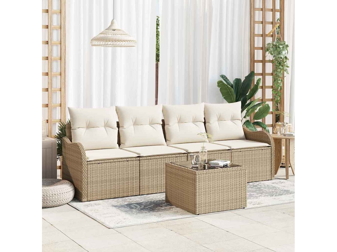 Vidaxl Conjunto De Sofá De Jardim 5 Unid. 4-número De Lugares