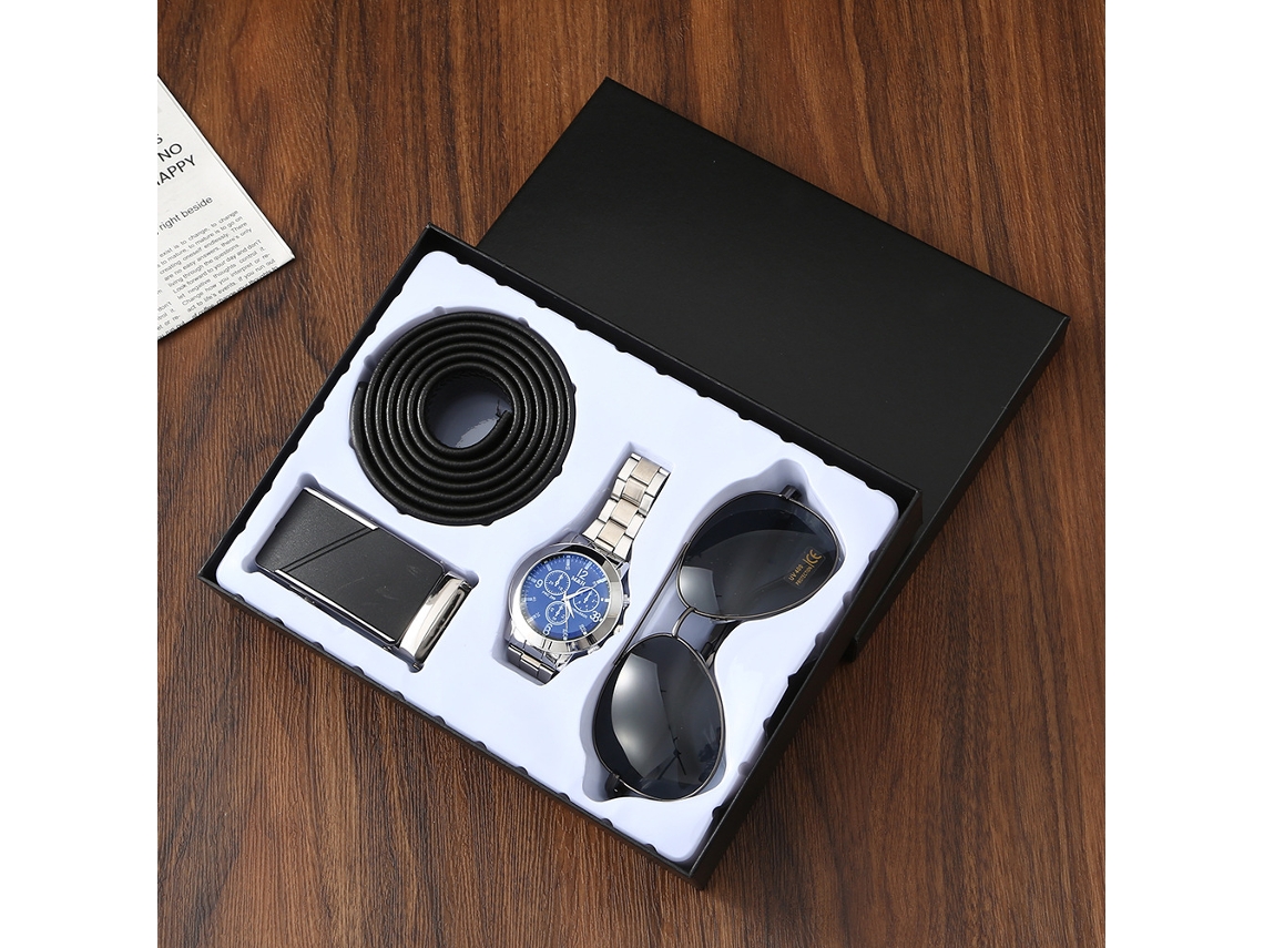 Conjunto De Presente Conjunto Com Relógio, Óculos De Sol E Cinto, Presente Perfeito Para Homens Em Datas Comemorativas Cuich