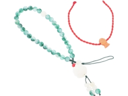 Alça De Pulso Curta Para Celular, Com Contas Redondas Verde-jade.