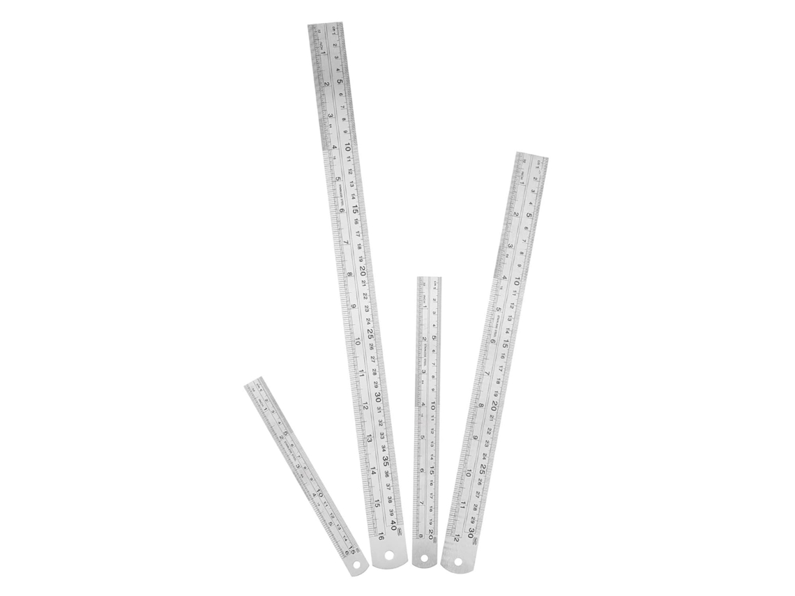 Conjunto De 4 Réguas Espessas De Aço Inoxidável, Métricas E Em Polegadas, Para Material Escolar E De Gokoco