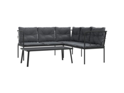 Maison Exclusive - Conjunto De Sofás De Jardim C/ Almofadões Aço/textilene Preto