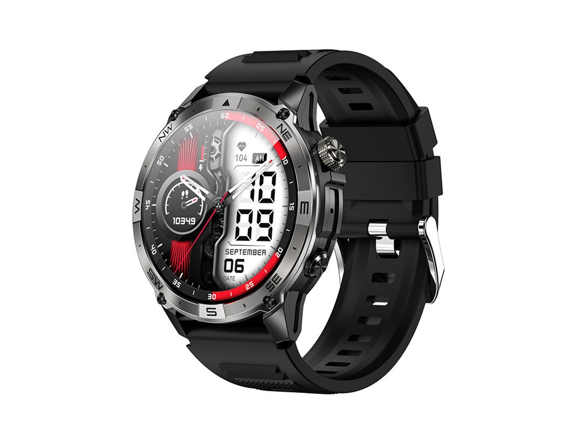 Couro Preto Senbono Hk08 Tela Amoled De 1,43inch Gps Bússola Geomagnética Altitude E Pressão Chamada Bluetooth Relógio Inteligente Mdug