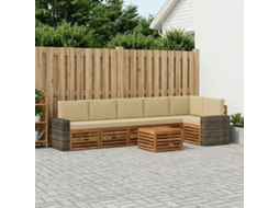 Vidaxl Conjunto De Sofás Para Exterior 7 Unid. Natural E Bege