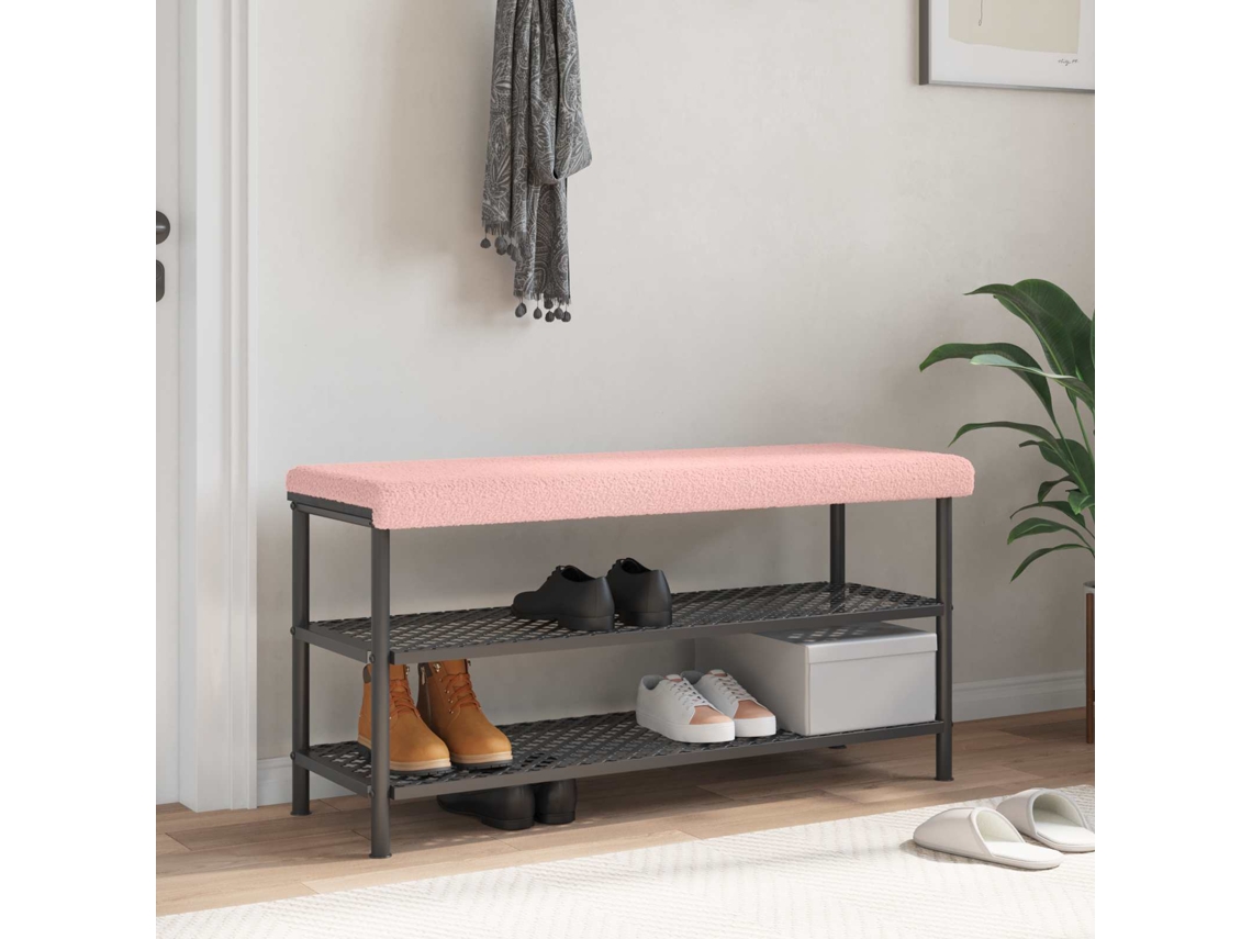 Vidaxl Almofada De Banco Tecido Sherpa Rosa Profundidade 35 Cm