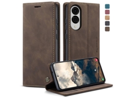 Capa Para Samsung Galaxy S25 Edge 5g Multifuncional Horizontal De Couro Café
