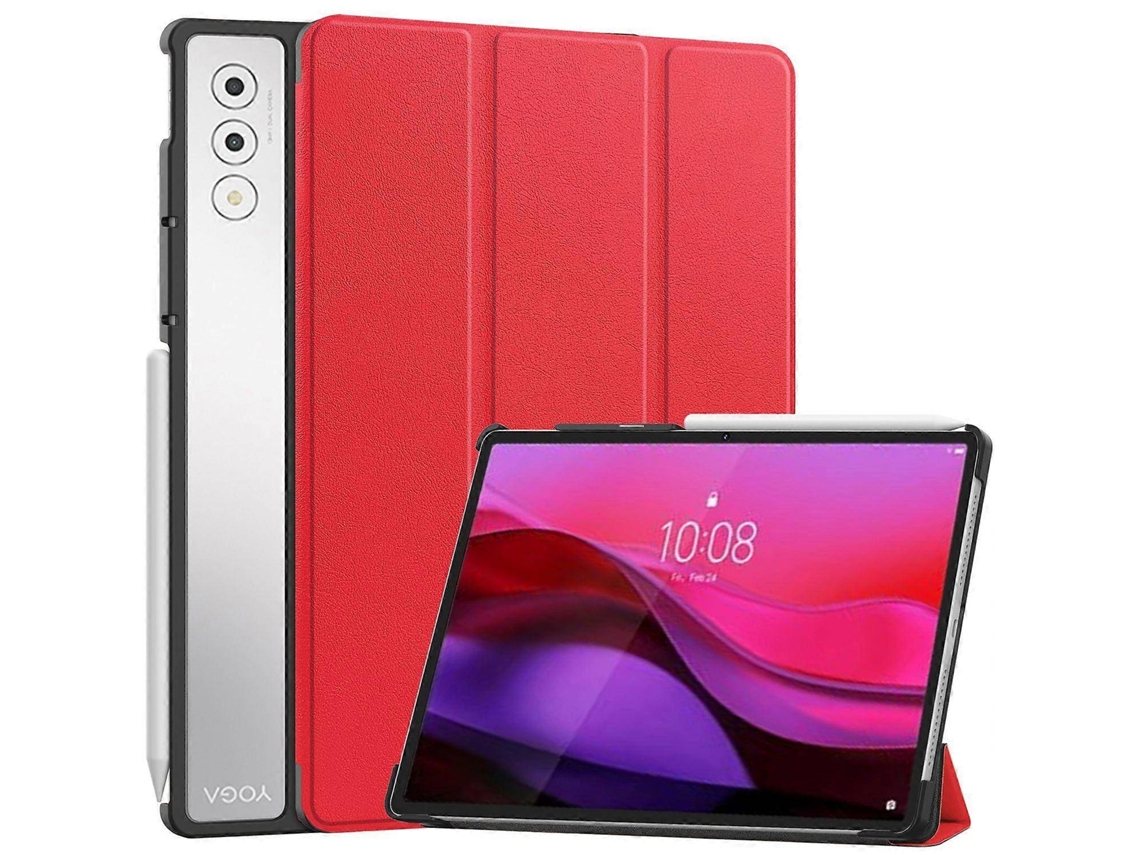 Capa Protetora Anti Queda Em Couro Com Suporte Para Tablet Lenovo Yoga Tab Plus Vermelha Wellngs Tuotuo