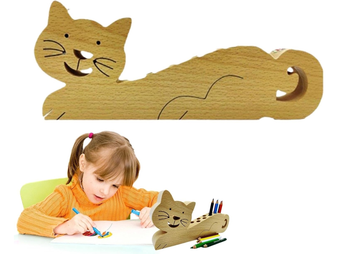 Porta-canetas Em Formato De Gato - Para Material Escolar E Escritório