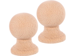 Conjunto De 2 Balaústres De Madeira Maciça, Design Romano Elegante, Com Ponteiras Decorativas Bege.