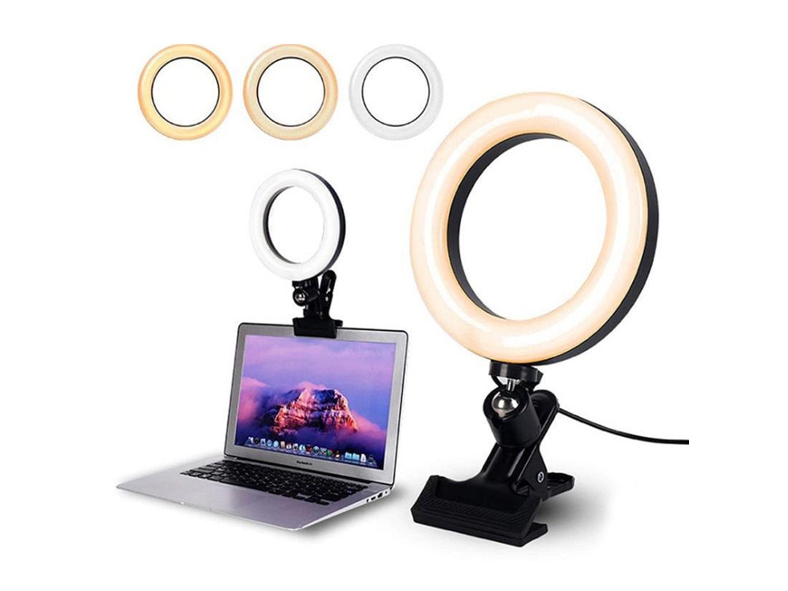 Kit de Iluminação para Videoconferência com Anel de Luz Led Regulável e Clipe SUNNY SPACES