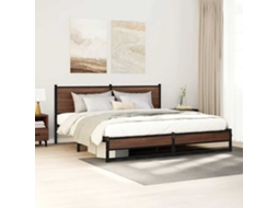 Vidaxl Estrutura Cama Sem Colchão 180x200 Cm Metal Carvalho Castanho