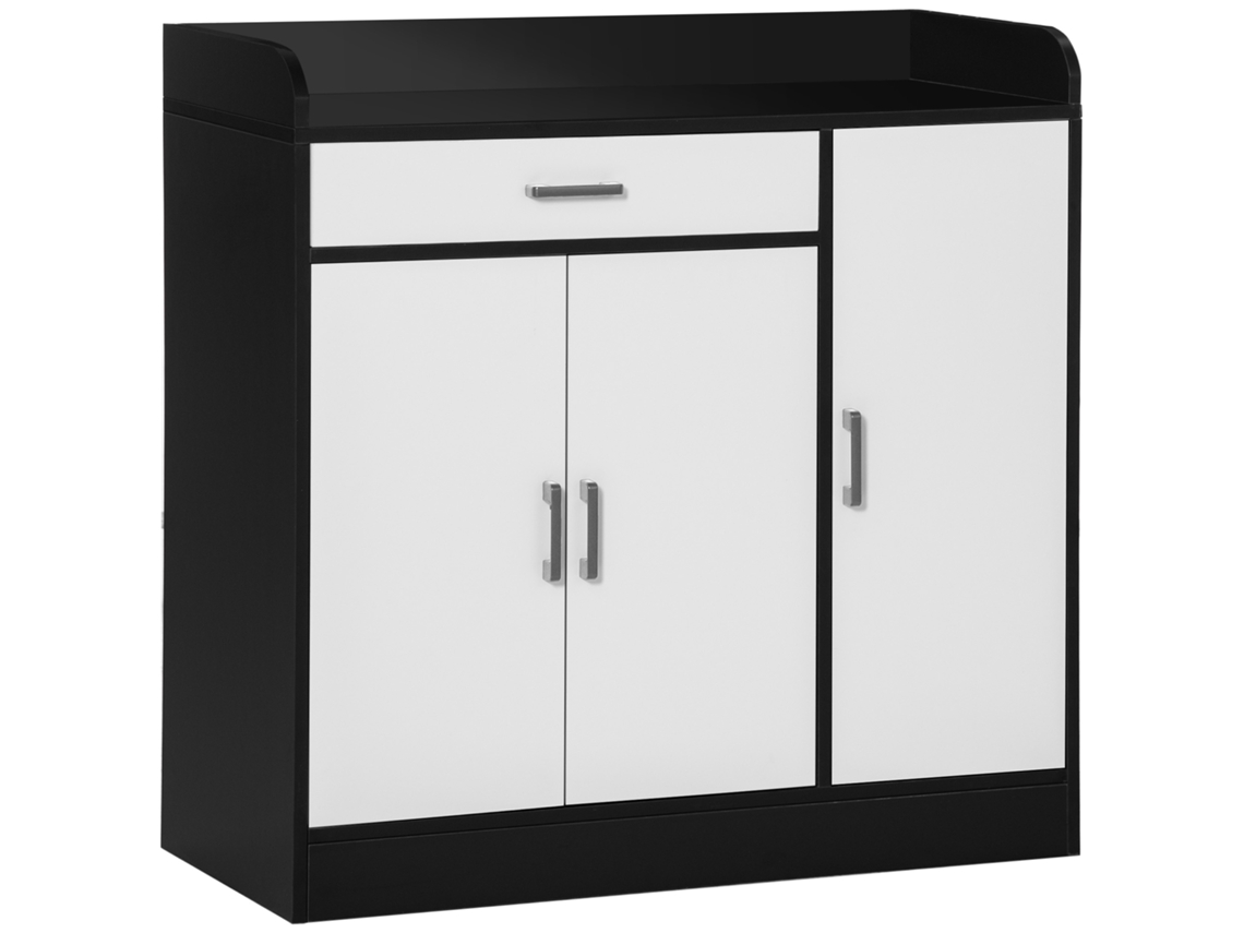 Armário de Cozinha Moderno em MDF com 2 Armários, 1 Gaveta, Prateleiras Ajustáveis, Branco ZENCORE SERVICES