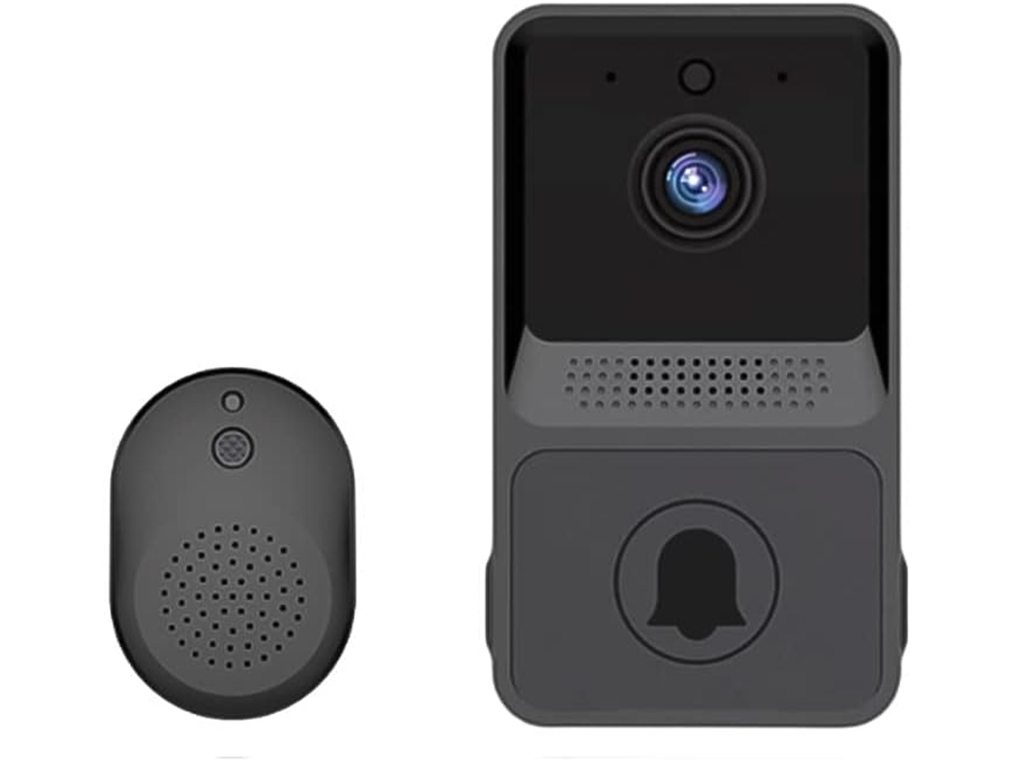 Campainha de vídeo sem fio, campainha de vídeo inteligente com Wi-Fi e relógio, kit de campainha de vídeo HD, Wi-Fi 2.4G Slowmoose (preto)