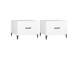 Mesa de centro com pés de metal, 2 peças, branca, MAISON EXCLUSIVE (50x50x40 cm)