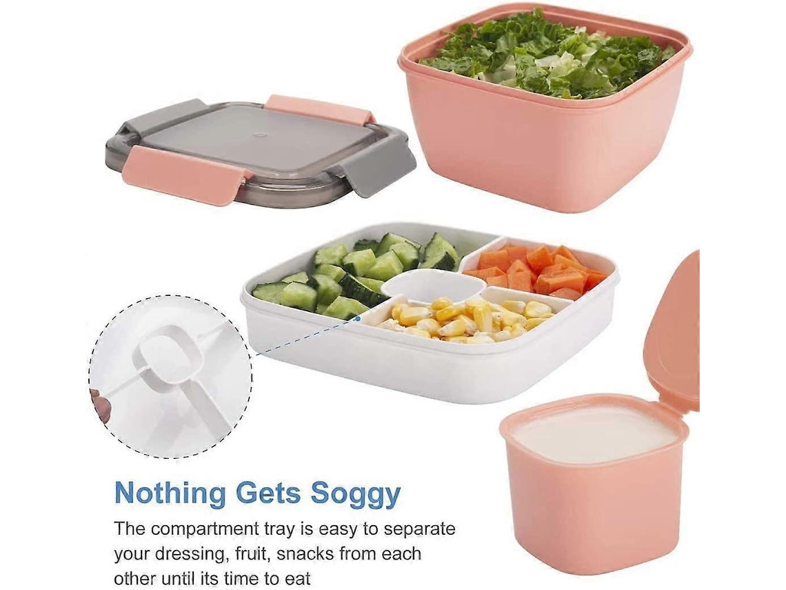 Bandeja de Almuerzo com Compartimentos, Bento Box para Adultos/crianças, Sustentável, Antiderramamento, Lavavajillas, 1500ml, Material Pp Sem Bpa