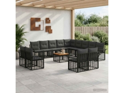 Vidaxl Conjunto De Sofás Para Exterior 14 Pcs Preto E Cinza Escuro