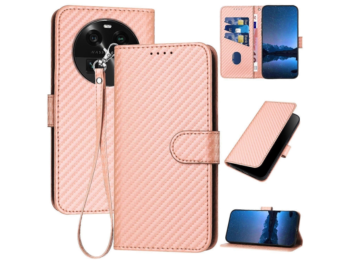 Capa De Celular De Couro Com Fivela De Fibra De Carbono E Cordão Yx0070