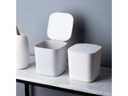 Lixeira De Design Moderno E Elegante, Lixeira Compacta De Mesa Com Tampa Giratória Para Armazenamento Higiênico Na Parte Superior Da Pia, Na Cor Branc