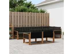 Vidaxl Conjunto De Sofás Para Exterior 7 Unid. Natural E Preto