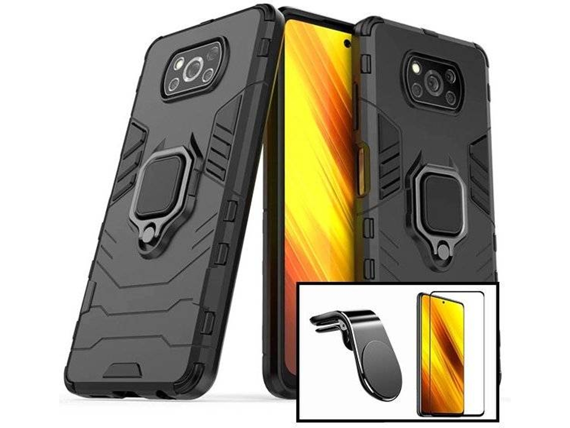 Kit Capa, Película de Vidro Temperado e Suporte Xiaomi Poco X3 NFC Full Cover Preto