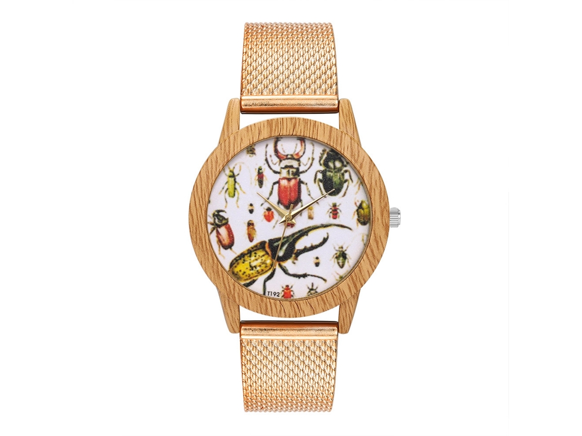 Relógio analógico de quartzo unissex moderno, pulseira casual, ouro rosa.